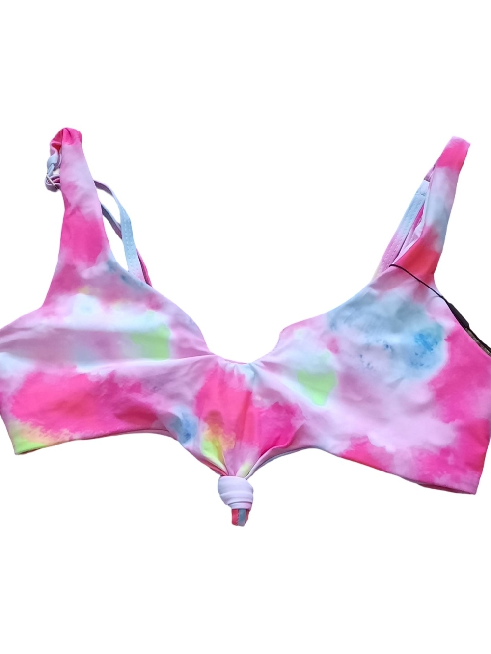 Zaful Pink Multicolor Tie-Dye Knot Bikini Top